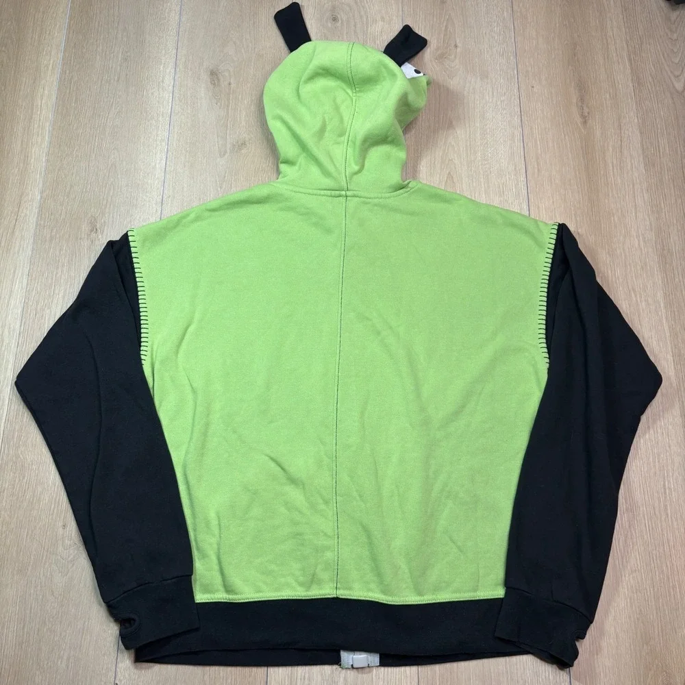 Invader Zim Gir Pig Costume Zip Up Hoodie Green Black Mens Large Nickelodeon